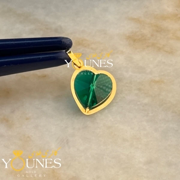 آویز طلا سواروسکی قلبی سبز کله غازی